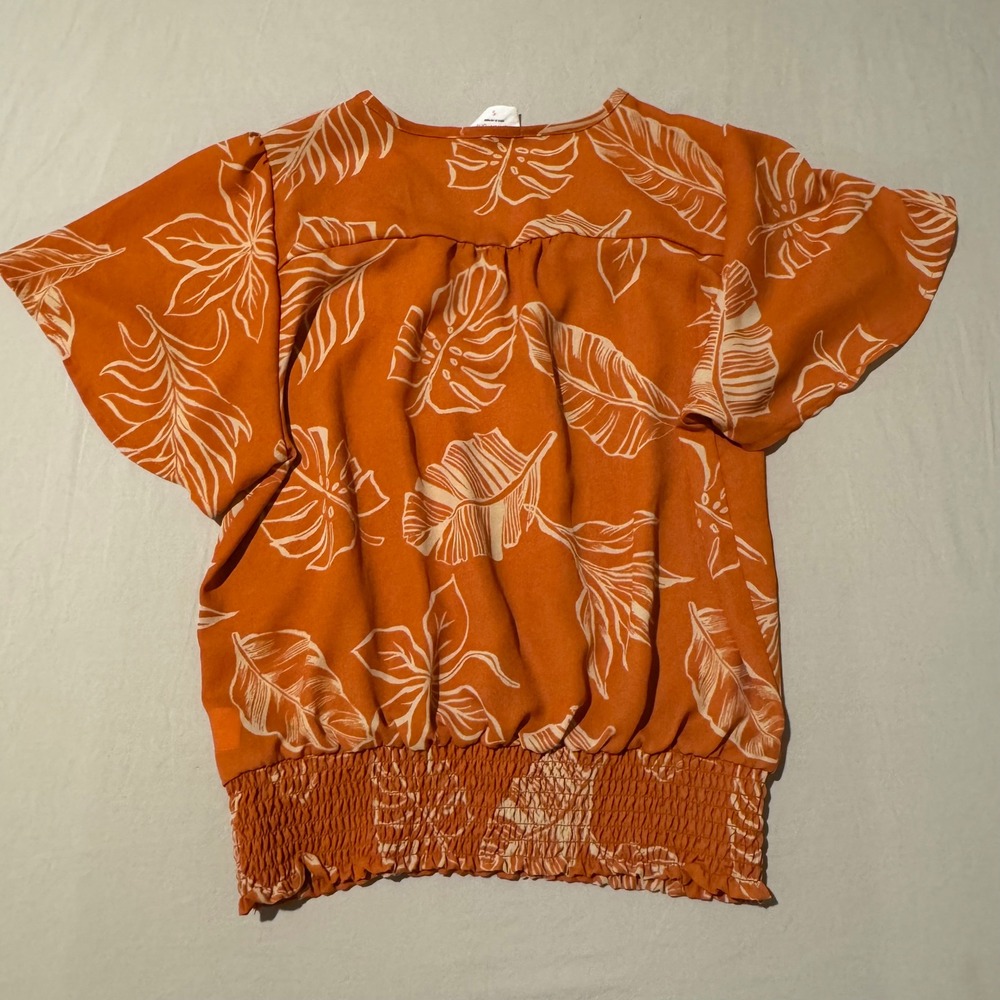 Women's Sienna Sky Faux Wrap Floral Leaf Print Top Size Small - Picture 4 of 4
